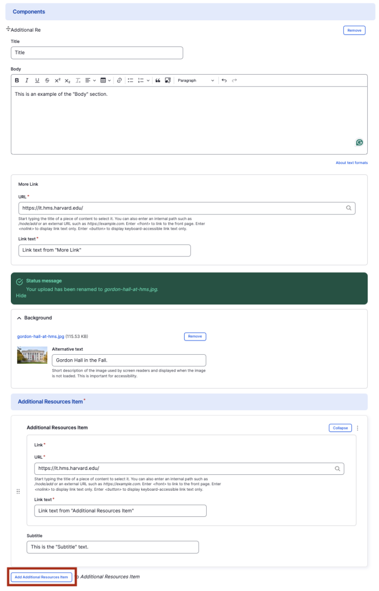 Additional resources backend.