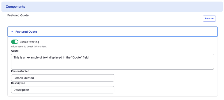 Featured Quote back-end.
